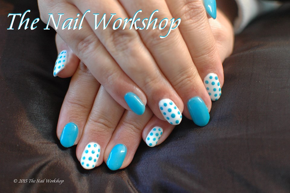 Shellac Blue with Blue and White Dots